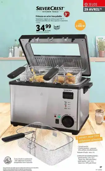 Lidl Friteuse En Acier Inoxydable Sylver Crest offre