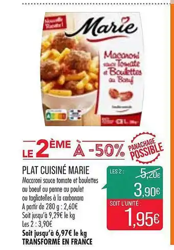 Match Plat Cuisiné Marie offre