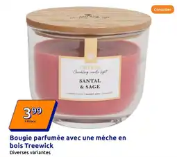 Action Bougie parfumée avec une mèche en bois Treewick offre