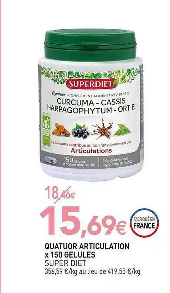 naturéO Quatuor Articulation X150 Gélules Super Diet offre