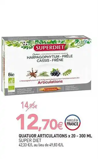 naturéO Quatuor Articulations X20 - 300 Ml Super Diet offre