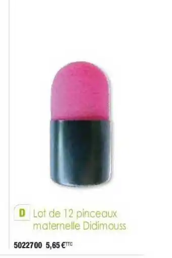 Plein ciel Lot De 12 Pinceaux Maternelle Didimouss offre