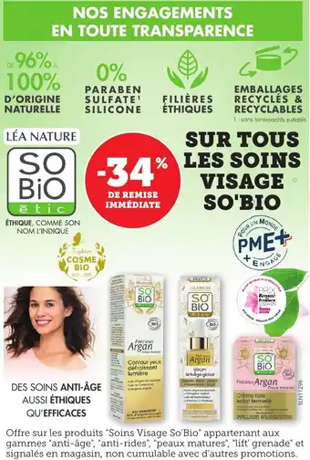 Bi1 Sur tous les soins visage so'bio offre