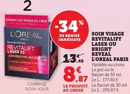 Bi1 Soin visage revitalift laser ou bright reveal l'oreal paris offre