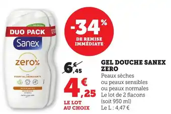 Bi1 Gel douche sanex zero offre