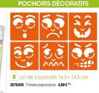 Plein ciel Lot De 6 Pochoirs 14.5 X 14.5 Cm offre
