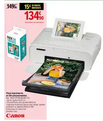 Carrefour Pack Imprimante Et 54 Consommables Canon offre