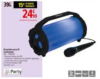 Carrefour Enceinte Sans Fil Lumineuse Party offre