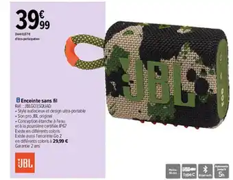 Carrefour Enceinte Sans Fil Jbl offre