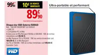 Carrefour Disque Dur Ssd Externe 500go Wd offre
