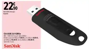 Carrefour Clé Usb 3.0 128go Sandisk offre