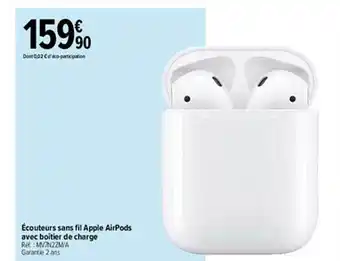 Carrefour écouteurs Sans Fil Apple Airpods Avec Boîtier De Charge offre