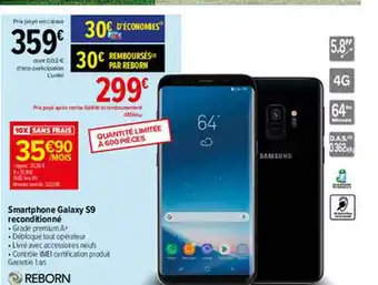 Carrefour Smartphone Galaxy S9 Reconditionné Reborn offre