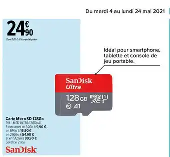 Carrefour Carte Micro Sd 128go Sandisk offre