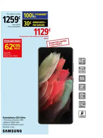 Carrefour Smartphone S21 Ultra Samsung offre