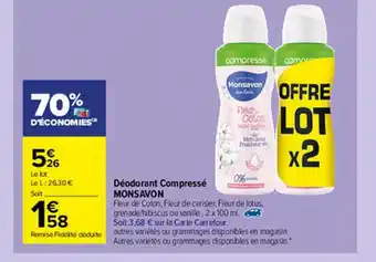 Carrefour Market Déodorant Compressé Monsavon offre