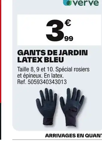 Brico Dépôt Gants de jardin latex bleu offre