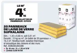 Brico Dépôt 20 panneaux de laine de verre offre