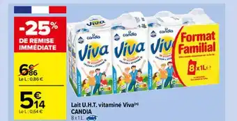 Carrefour Market Lait U.h.t. Vitaminé Viva Candia offre
