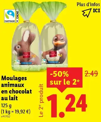 Lidl Moulages animaux en chocolat au lait offre