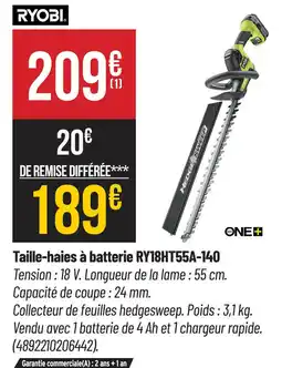 Bricorama RYOBI Taille-haies à batterie RY18HT55A-140 offre