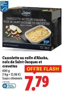 Lidl Cassolette au colin d'Alaska, noix de Saint-Jacques et crevettes offre