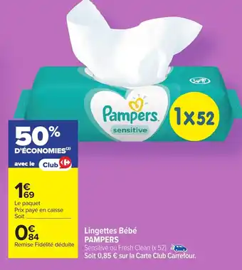 Carrefour PAMPERS Lingettes Bébé offre