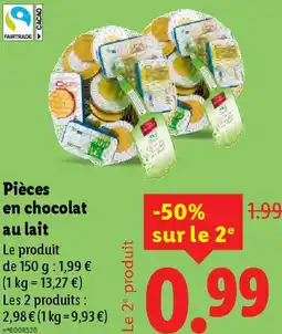 Lidl Pièces en chocolat au lait offre