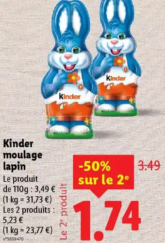 Lidl Kinder moulage lapin offre