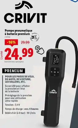 Lidl Pompe pneumatique à batterie premium offre