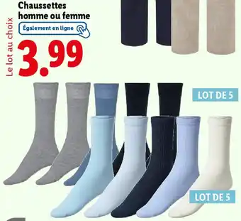 Lidl Chaussettes homme ou femme offre