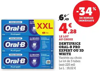 Bi1 Dentifrice oral-b pro expert ou 3d white offre