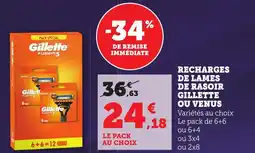 Bi1 Recharges de lames de rasoir gillette ou venus offre