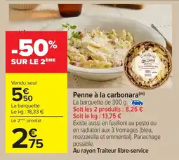 Carrefour Penne à la carbonara offre