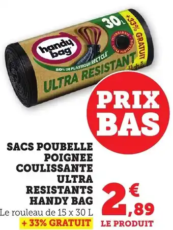 Bi1 Sacs poubelle poignee coulissante ultra resistants handy bag offre