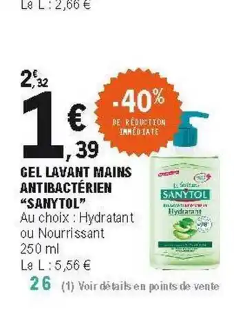 E.Leclerc Gel Lavant Mains Antibactérien offre