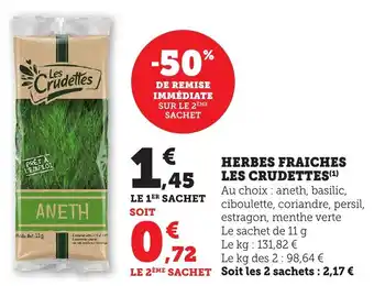 Bi1 Herbes fraiches les crudettes offre