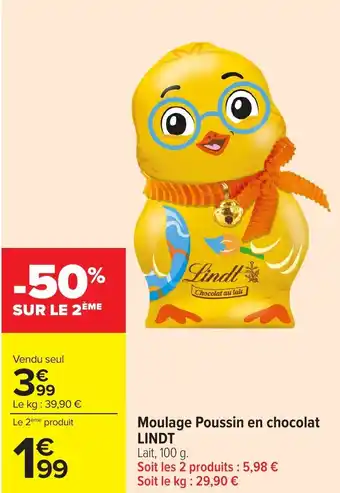 Carrefour LINDT Moulage Poussin en chocolat offre