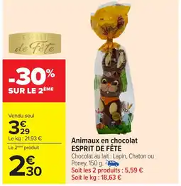 Carrefour ESPRIT DE FÊTE Animaux en chocolat offre