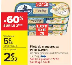 Carrefour PETIT NAVIRE Filets de maquereaux offre