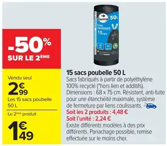 Carrefour 15 sacs poubelle offre