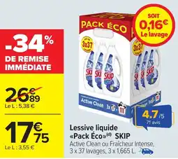 Carrefour SKIP Lessive liquide <<Pack Éco>> offre