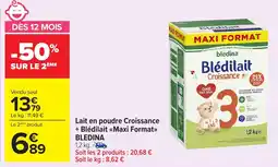 Carrefour BLEDINA Lait en poudre Croissance + Blédilait <<Maxi Format>> offre