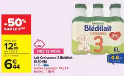 Carrefour BLÉDINA Lait Croissance 3 Blédilait offre