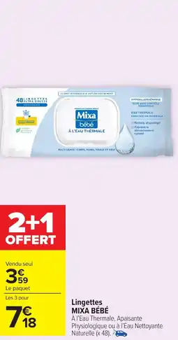 Carrefour MIXA BÉBÉ Lingettes offre