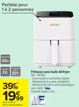 Carrefour Friteuse sans huile Airfryer offre