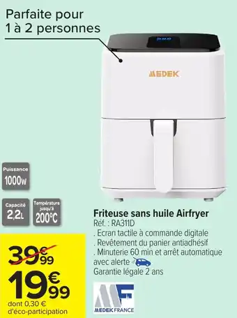 Carrefour Friteuse sans huile Airfryer offre