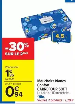 Carrefour Market Carrefour - mouchoirs blancs confort soft offre