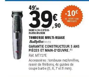 E.Leclerc Tondeuse Multi-usage Babyliss offre