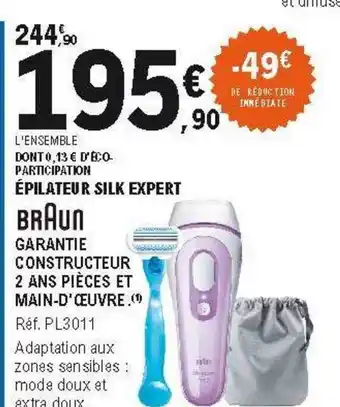 E.Leclerc épilateur Silk Expert Braun offre